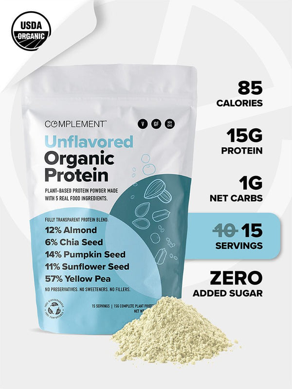 COMPLEMENT® Unflavored Organic Protein - 15 Serving - Vegan America