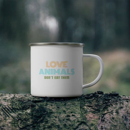 Love Animals, Don't Eat Them (Retro) - Enamel Mug - Vegan America