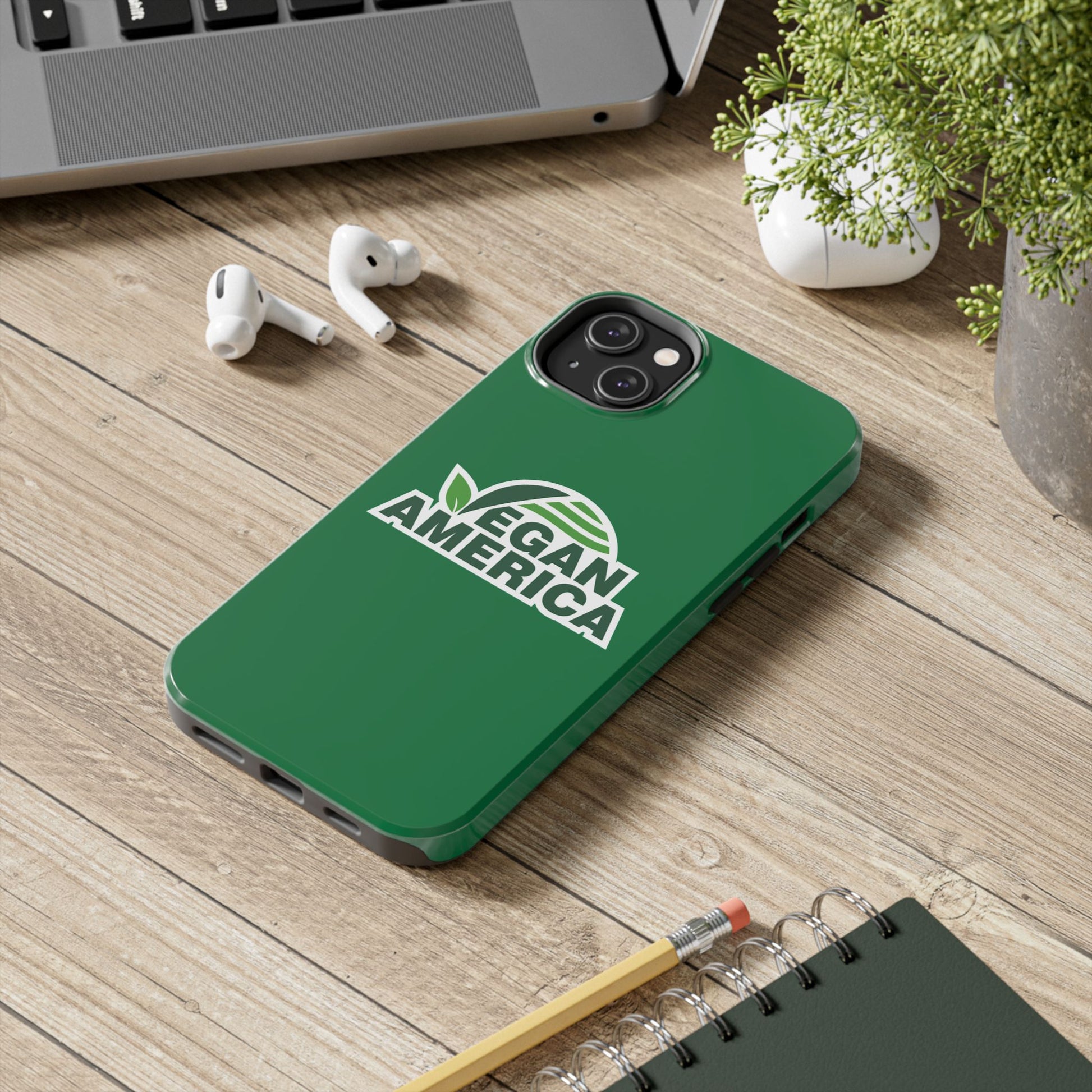 Vegan America Tough Phone Case — Green Protective Vegan Pride Cover - Vegan America
