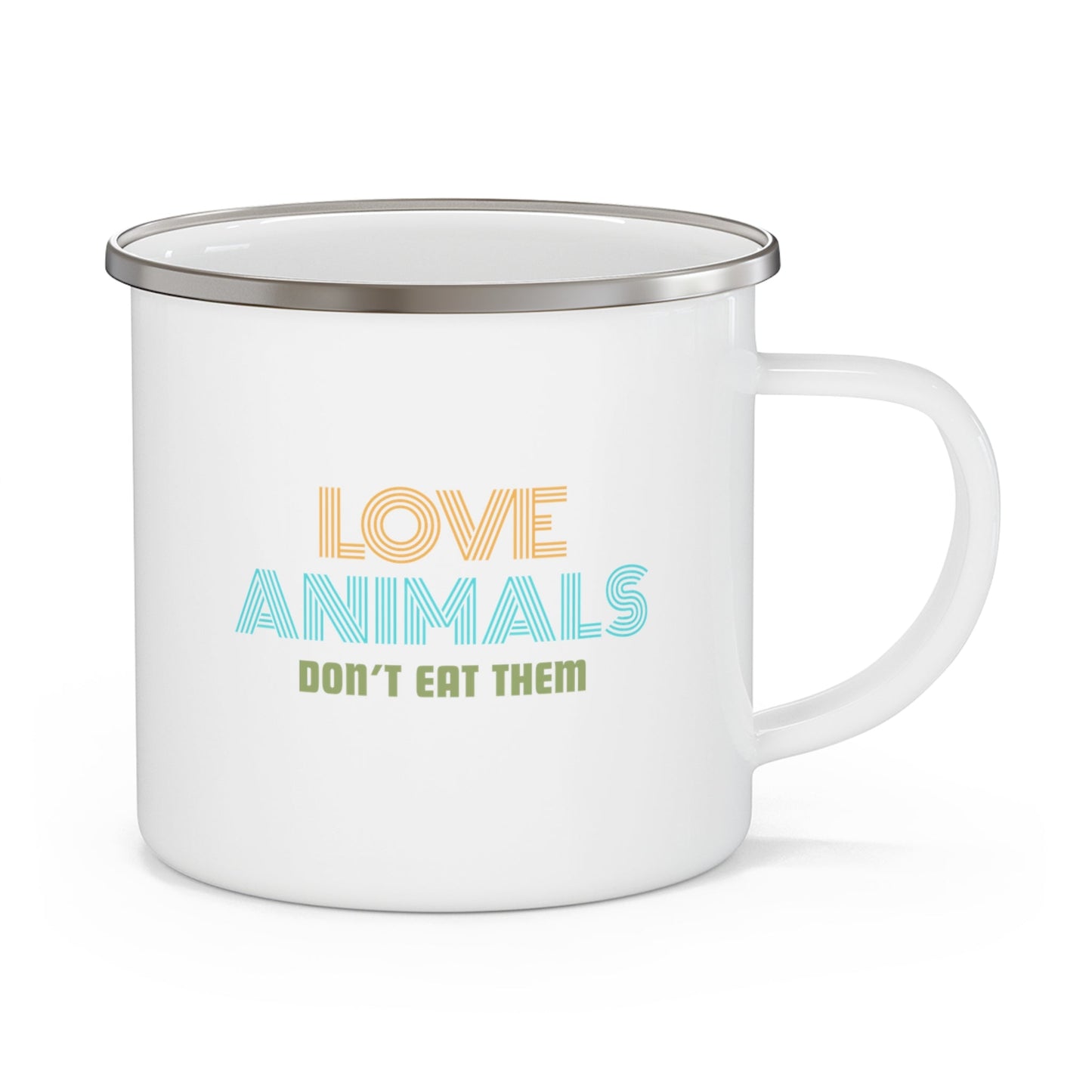 Love Animals, Don't Eat Them (Retro) - Enamel Mug - Vegan America