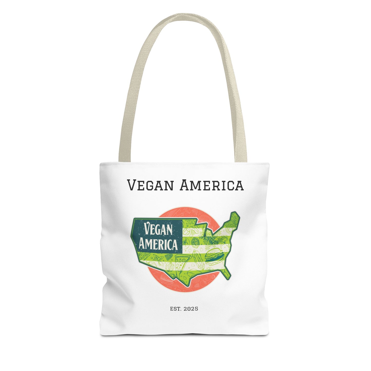 Vegan America Tote Bag - Eco-Friendly Reusable Shopping Bag, Perfect Gift for Plant Lovers, Earth Day, and Everyday Use