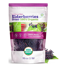 USDA Certified Organic Dried Elderberries - Bulk - 1 lb - Natural Ingredients - Vegan America