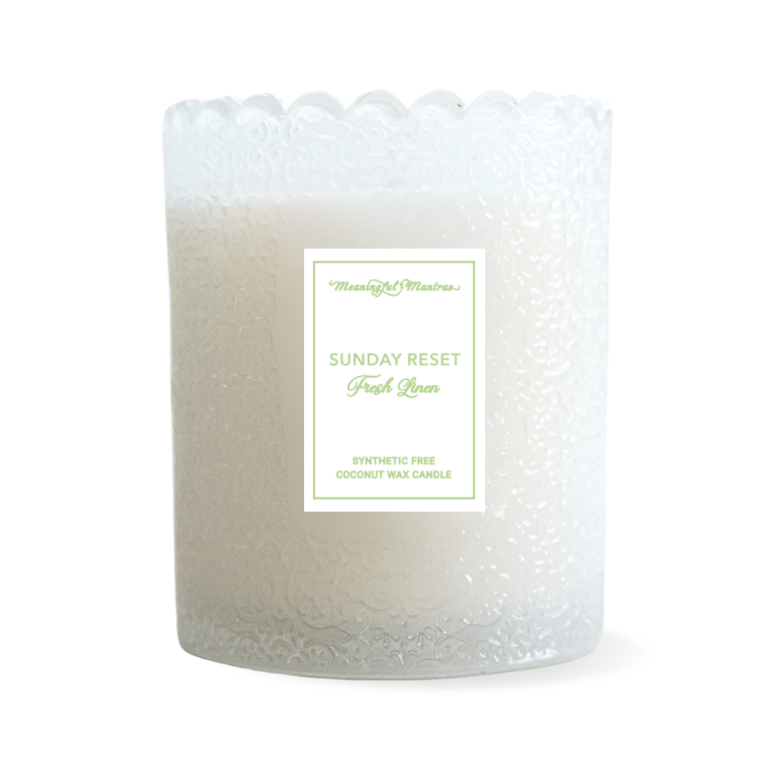 Sunday Reset Fresh Linen Natural Candle 8oz Kaia Collection - Vegan America