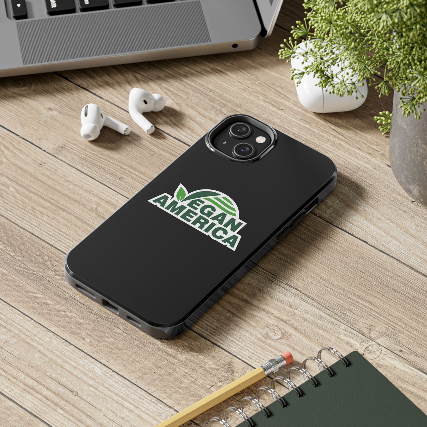 Vegan America Tough Phone Case — Green Leaf Vegan Pride Protective Cover - Vegan America