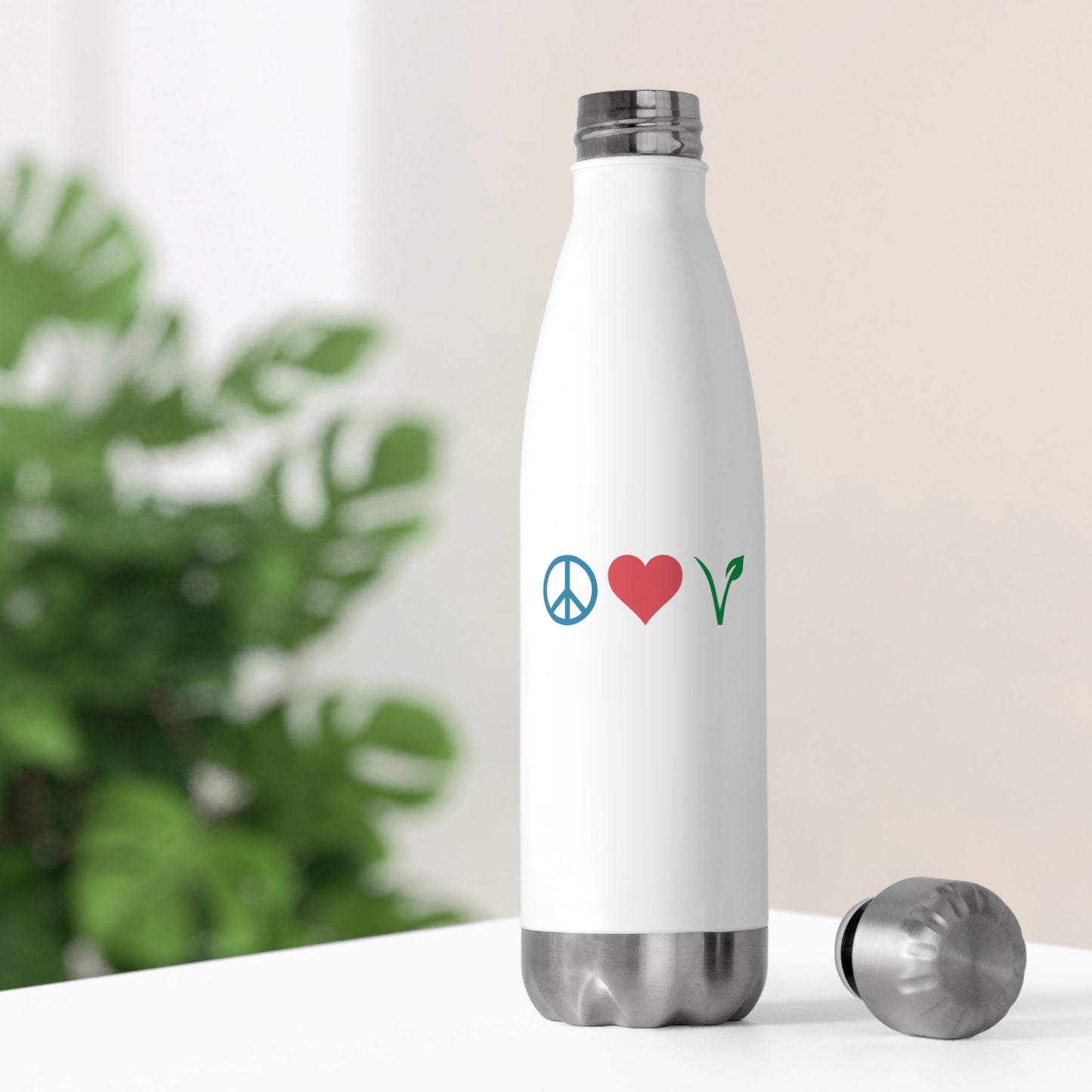 Peace Love Vegan - 20oz Insulated Water Bottle - Vegan America