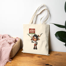Cute Luna the Longhorn Cowgirl Tote Bag - "It's Jerky Y'all" Canvas Grocery/Market Tote - Vegan America