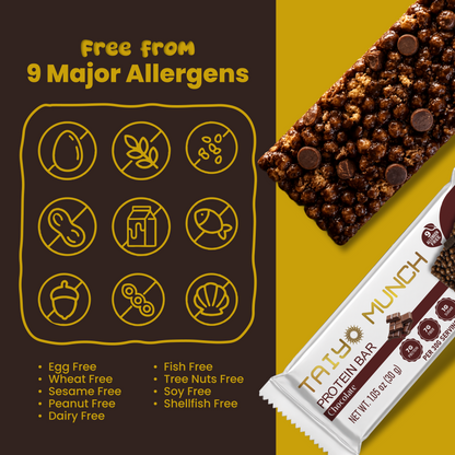 Taiyo Munch - Vegan, GF, Allergen-Free, Kosher Protein Bars - 12-Pack