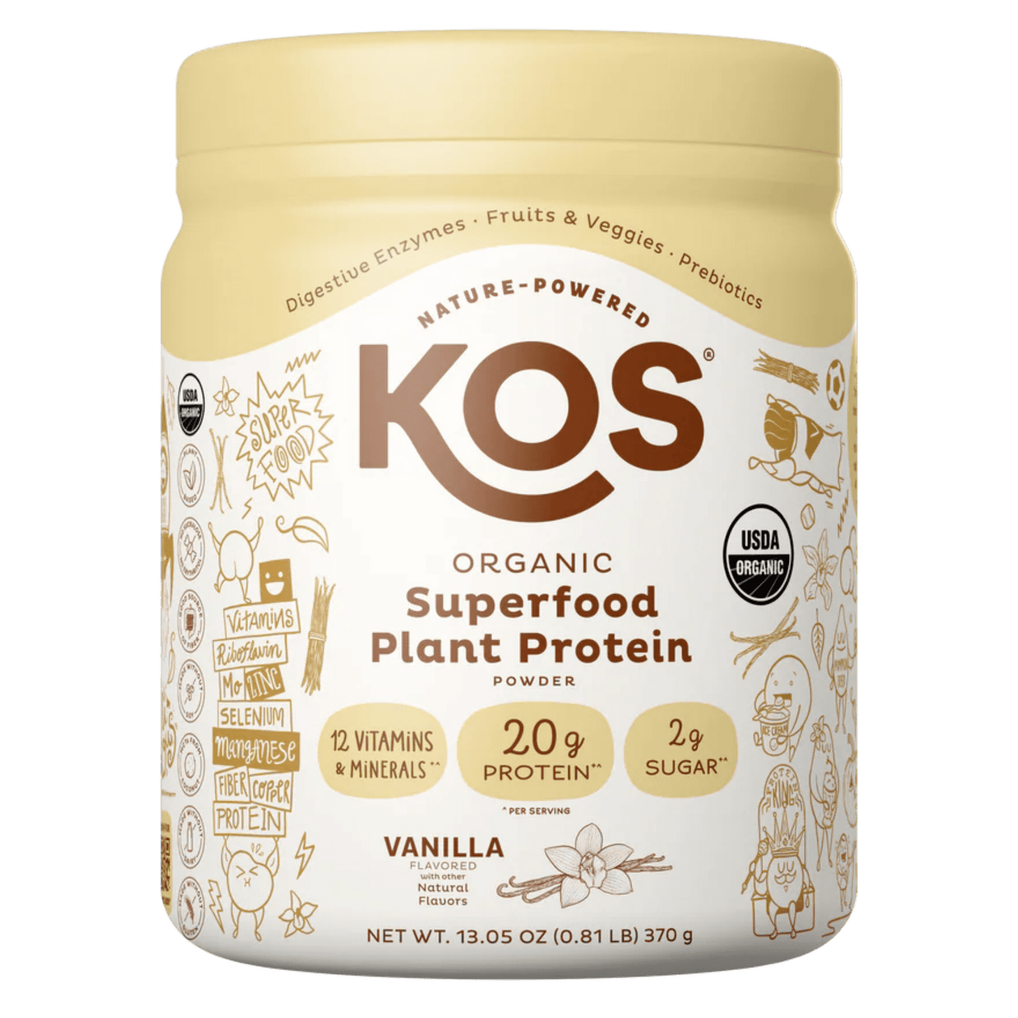 KOS Organic Plant Protein, Vanilla, 10 Servings - Vegan America