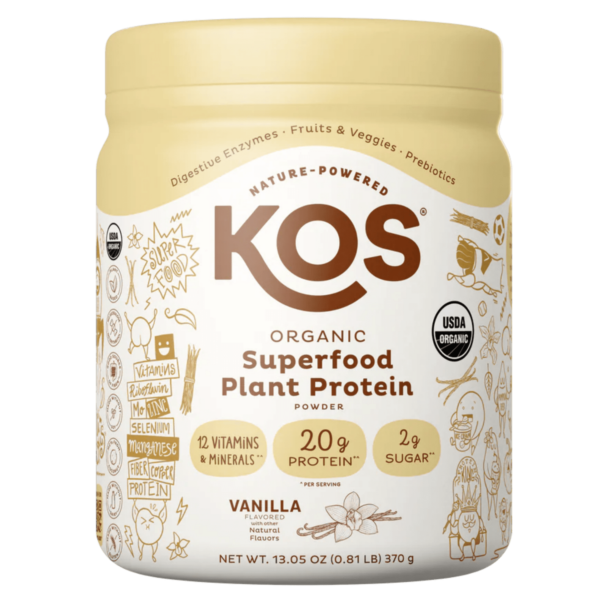 KOS Organic Plant Protein, Vanilla, 10 Servings - Vegan America