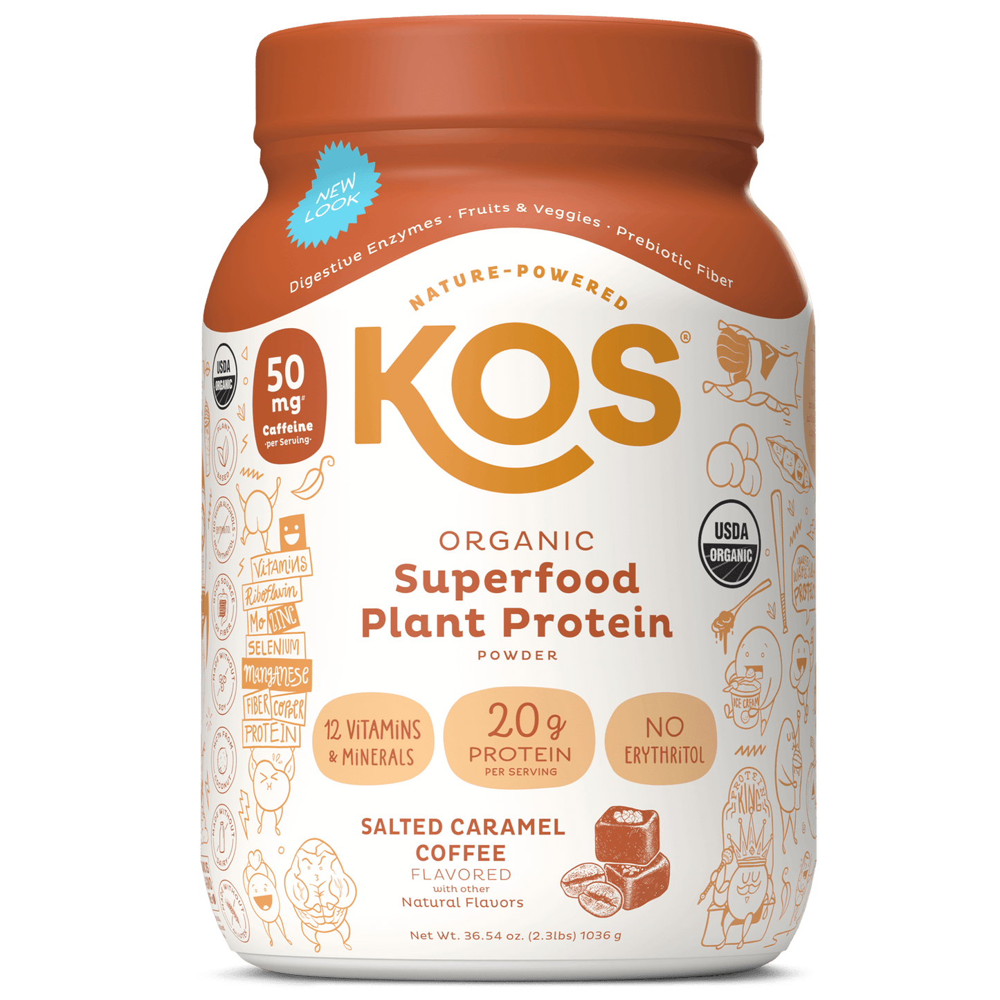 Organic Plant Protein, Salted Caramel Coffee, 28 Servings