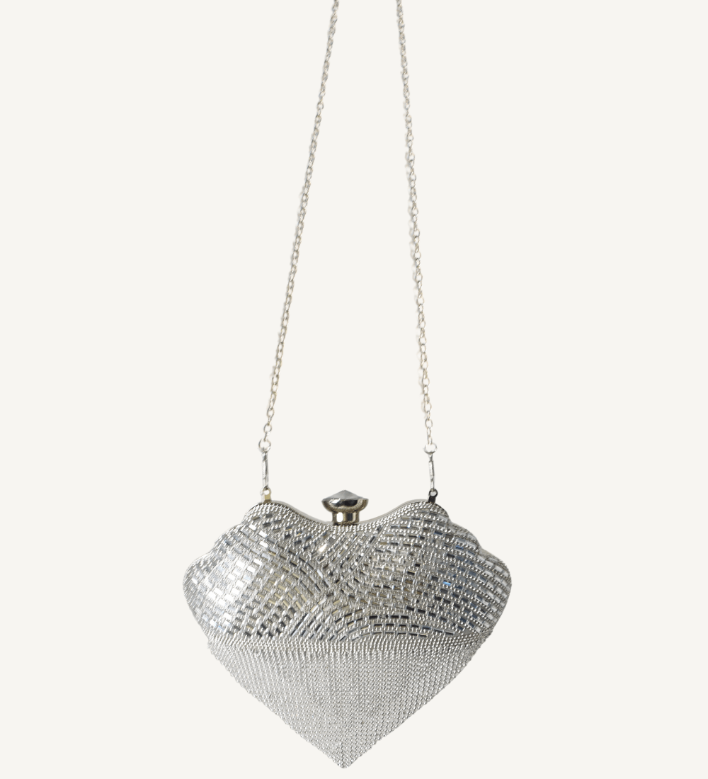 Something Borrowed, Something Blue Heart Shaped Crystal Evening Bag - Vegan America