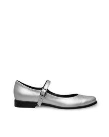 Mary Jane Pumps Silver ballerinas made of Vegea grape leather - Vegan America