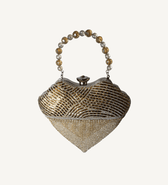 Gold Heart Shaped Crystal Evening Bag - Vegan America
