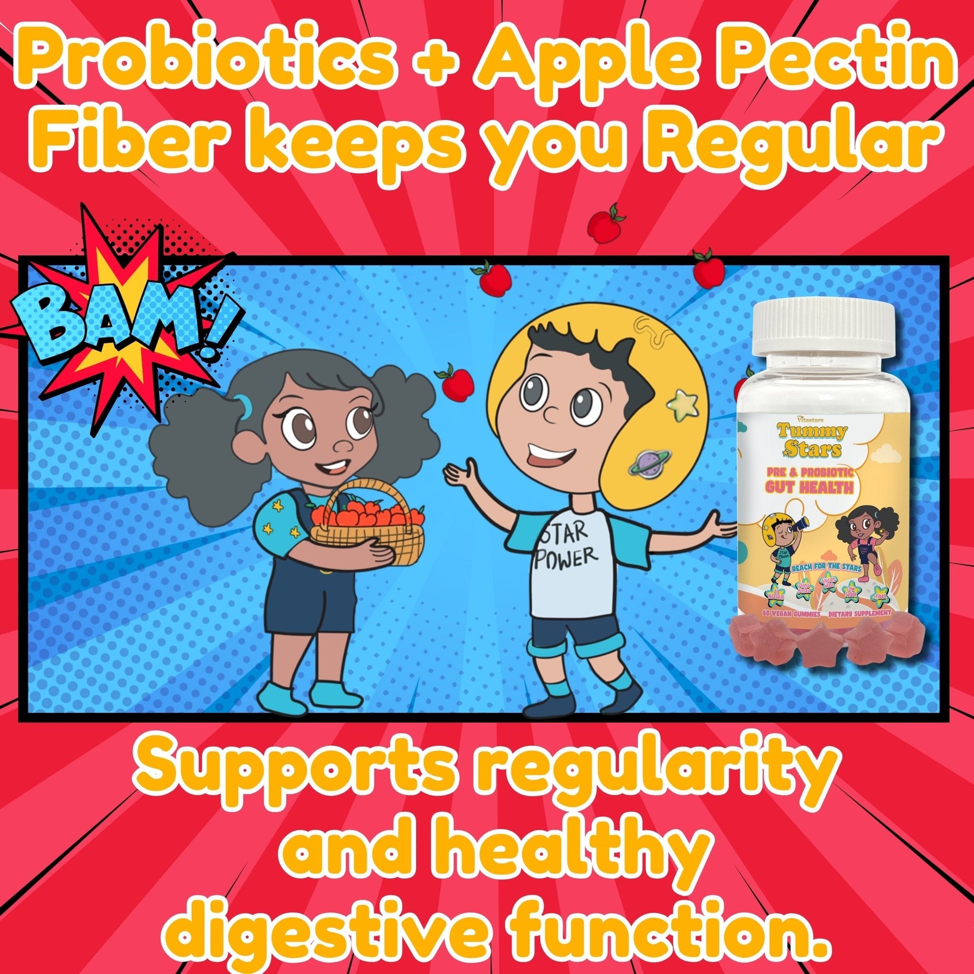 VitaStars Kids Growth & Gut Health Bundle – Daily Multivitamin Gummies + Prebiotic and Probiotic Gummies – Gluten Free Vegan, 2 Pack - Vegan America