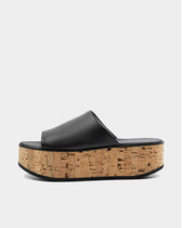 Geigi Flatforms Black grape leather sandals - Vegan America