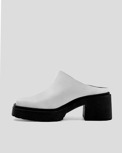 Squared Mule White made of Grape Leather - Vegan America