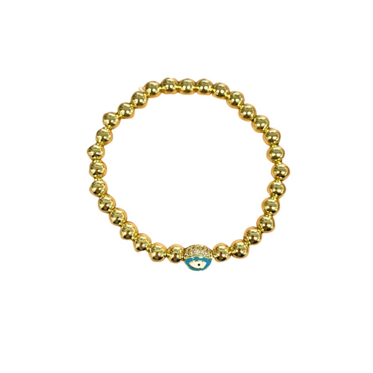 Evil Eye Golden Ball Charm Bracelet - Vegan America