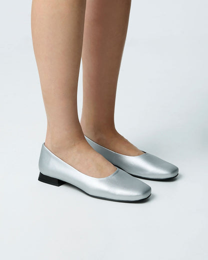 Silver Diana Pumps ballerinas with a square - cut shape - Vegan America