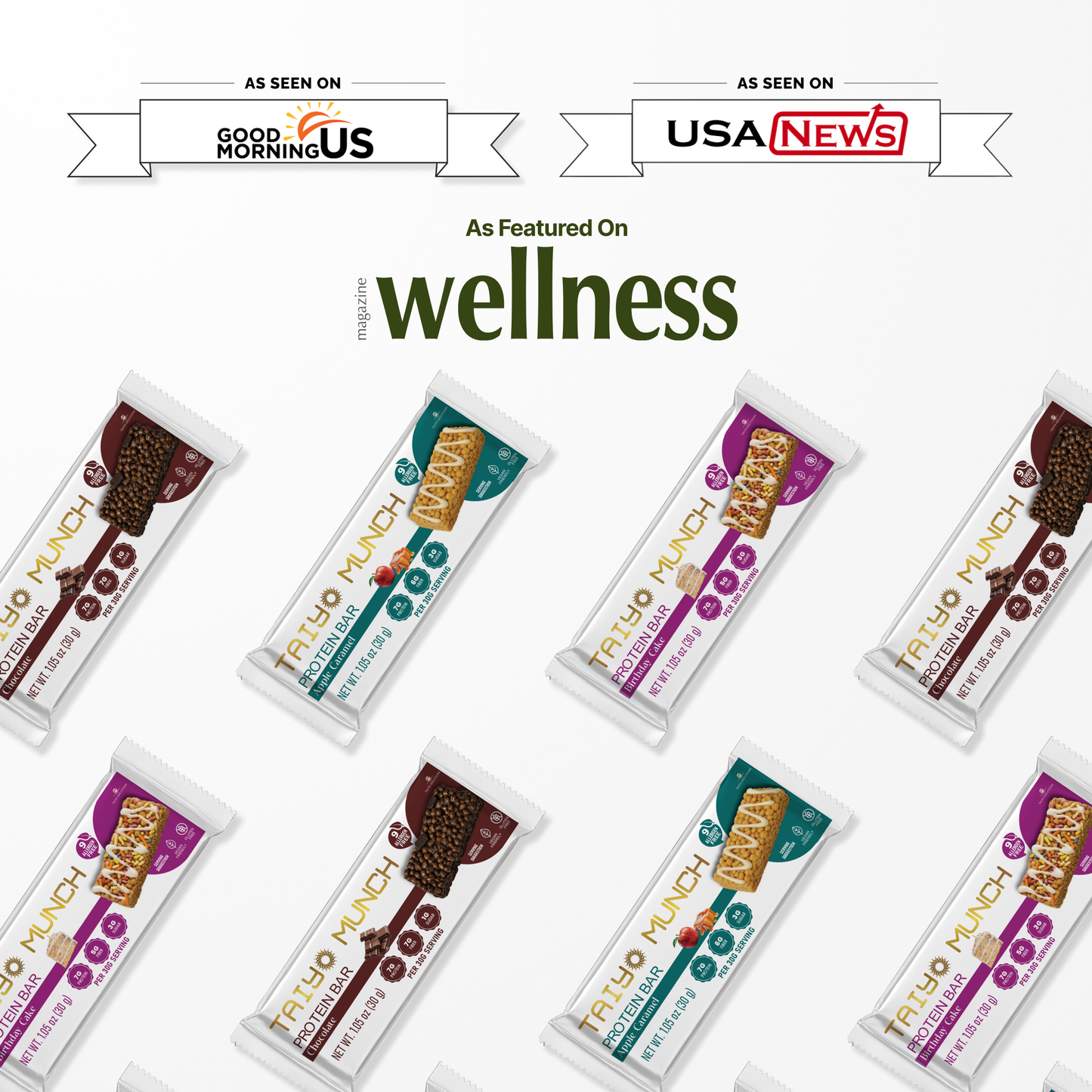 Taiyo Munch - Vegan, GF, Allergen-Free, Kosher Protein Bars - 12-Pack