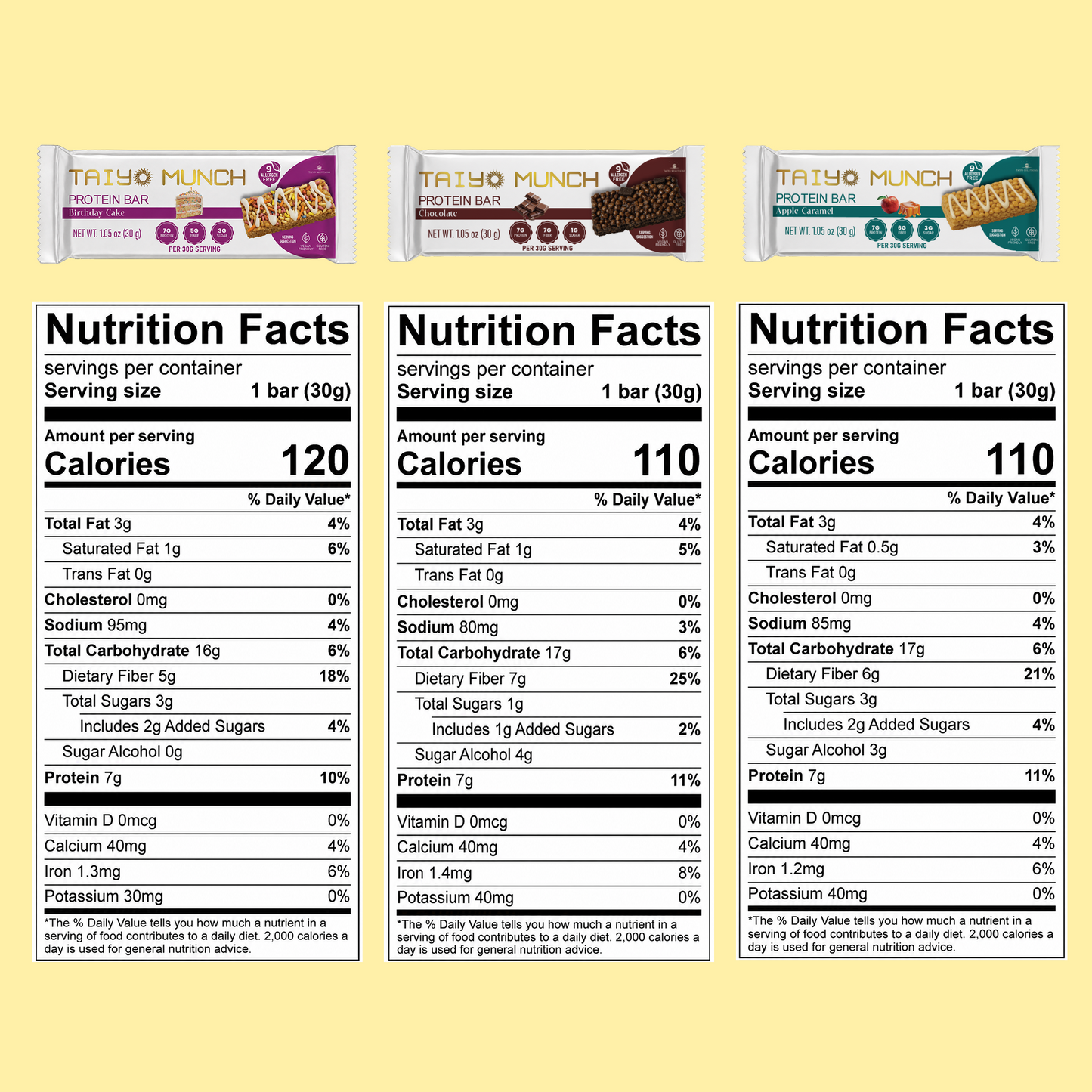 Taiyo Munch - Vegan, GF, Allergen-Free, Kosher Protein Bars - 12-Pack