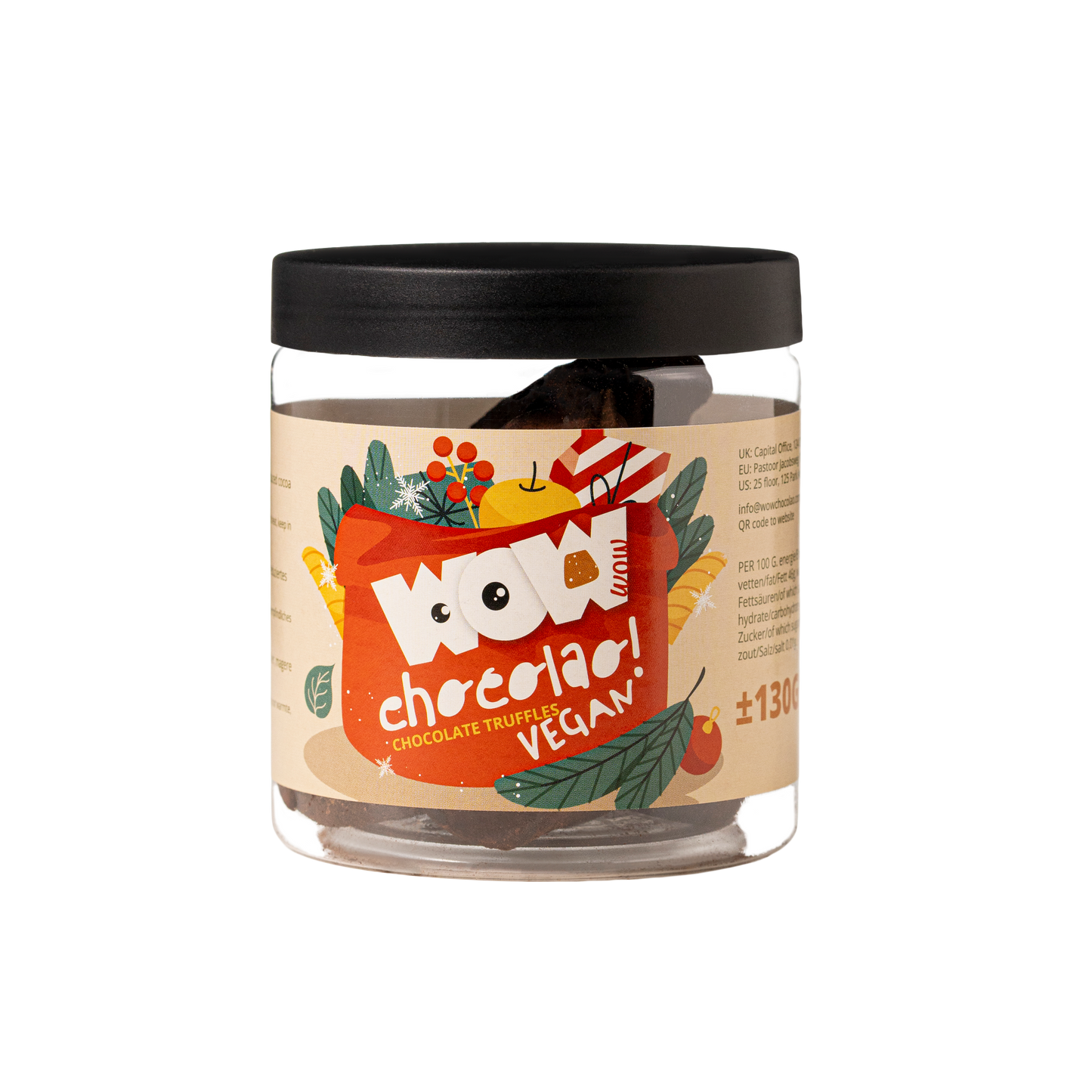 Vegan Christmas Truffles Gift Jar 130g | Dairy-Free Holiday Chocolate