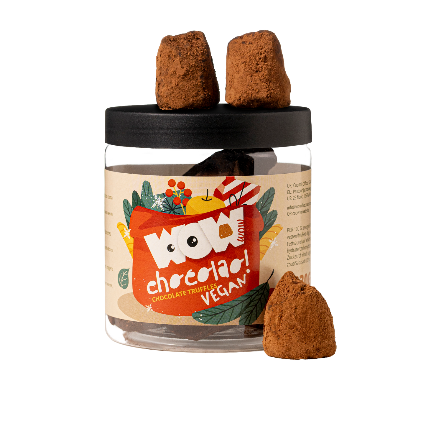 Vegan Christmas Truffles Gift Jar 130g | Dairy-Free Holiday Chocolate