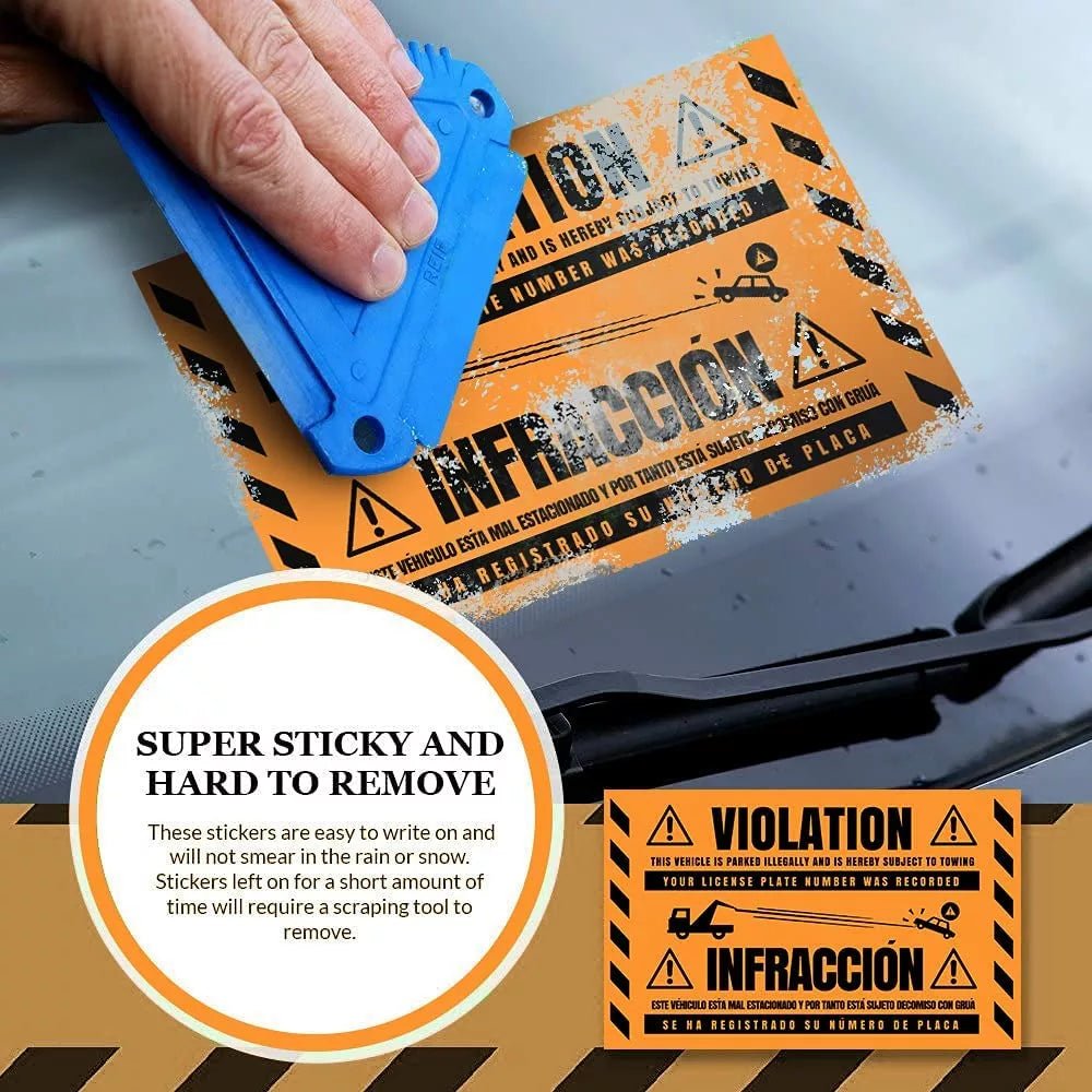 "Violation" Orange Very Hard to Remove Parking Stickers - Vegan America