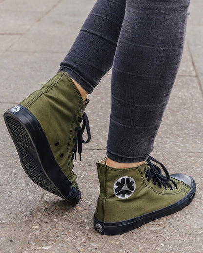 High Top Sneakers, Olive & Black