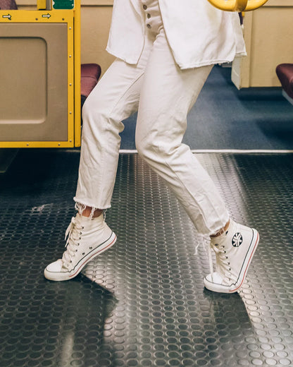 High Top Sneakers, White Stripe