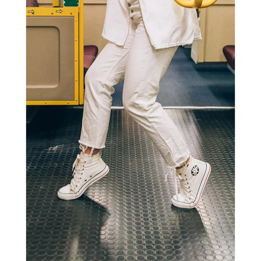 High Top Sneakers, White Stripe