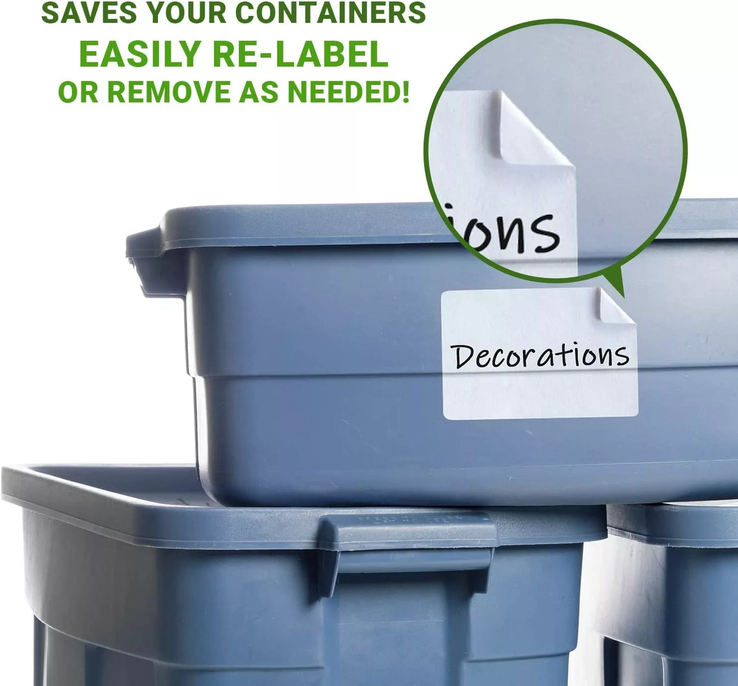 MESS Large Labels for Storage Bins (50 6x4") Storage Bin Labels & Moving Labels - Vegan America