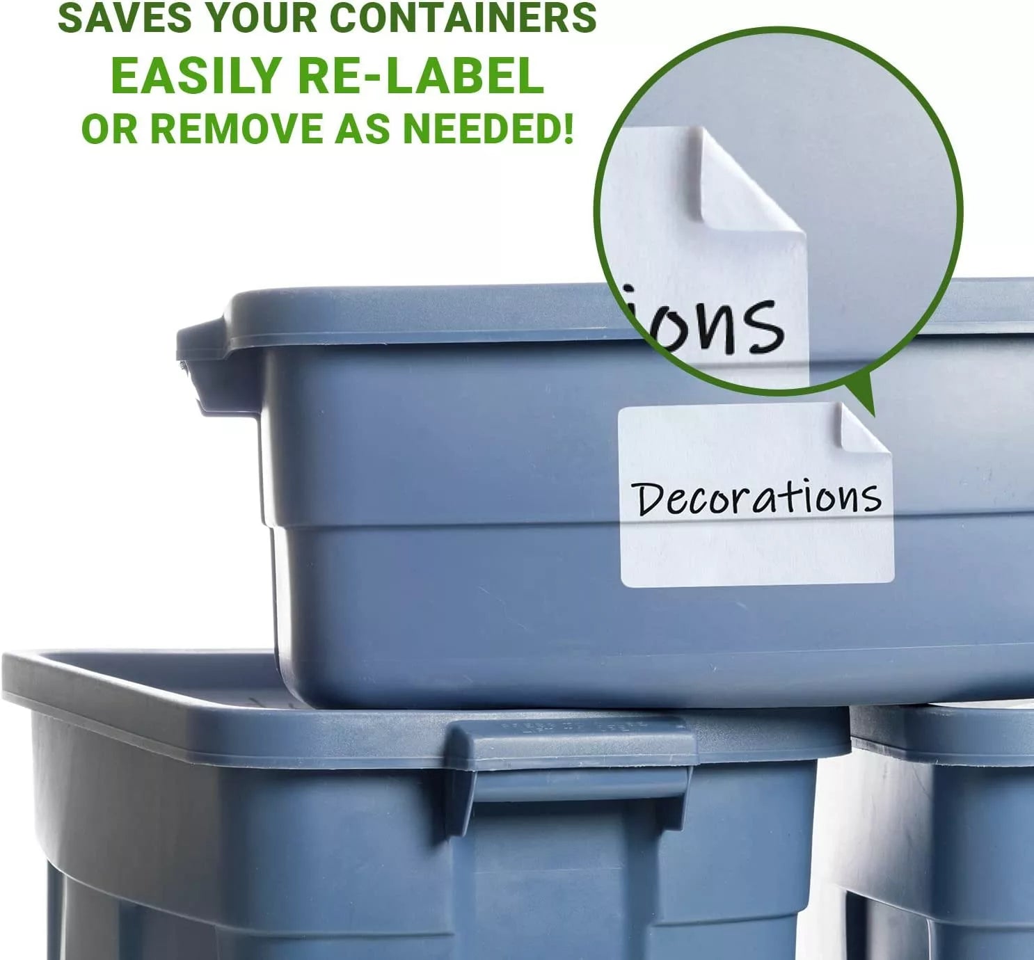 MESS Large Labels for Storage Bins (50 6x4") Storage Bin Labels & Moving Labels - Vegan America
