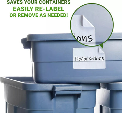 MESS Large Labels for Storage Bins (50 6x4") Storage Bin Labels & Moving Labels - Vegan America