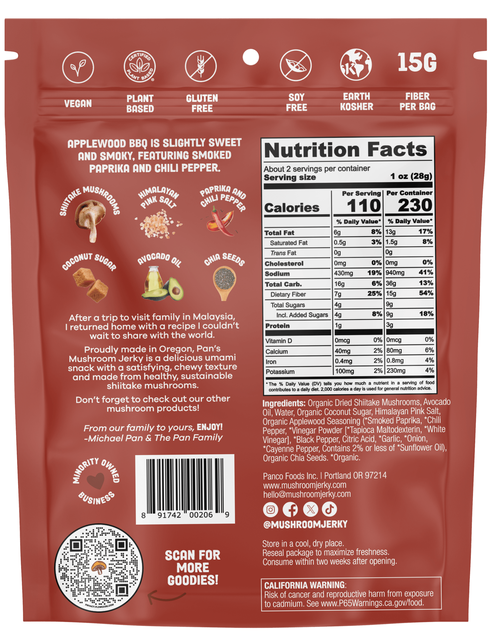 Applewood BBQ Mushroom Jerky - Vegan America