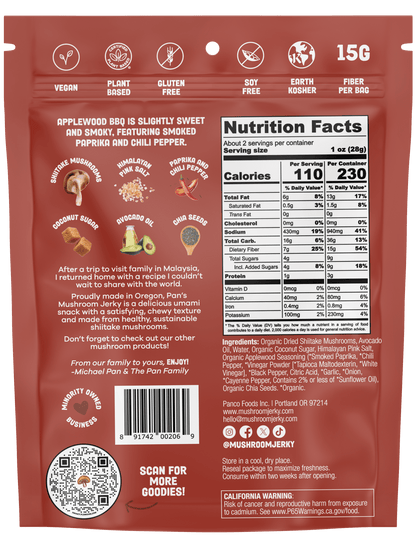 Applewood BBQ Mushroom Jerky - Vegan America