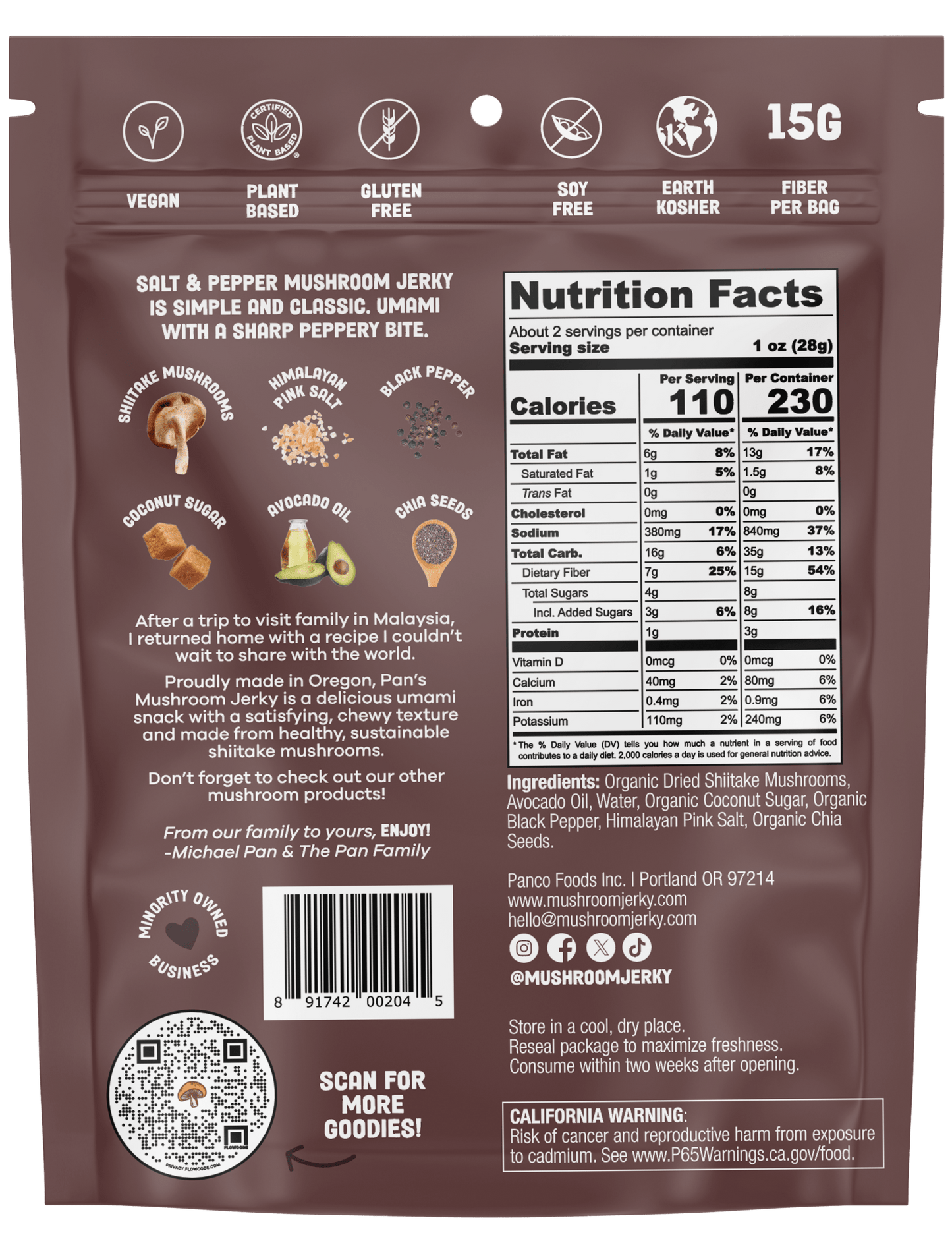 Salt & Pepper Mushroom Jerky - Vegan America