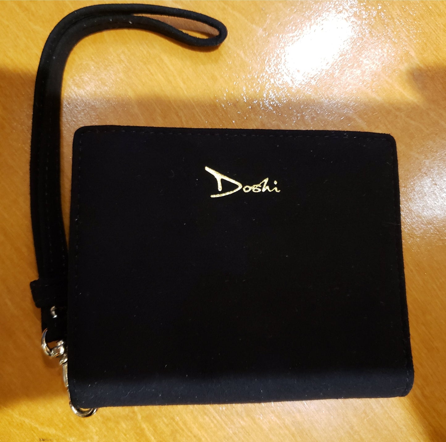 Black suede mini wallet