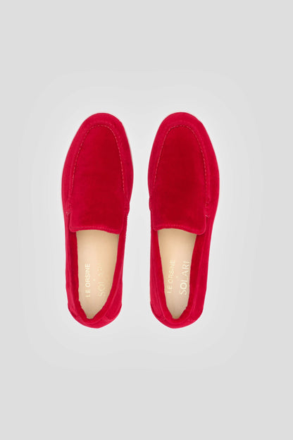Vegan Velvet Loafer Red