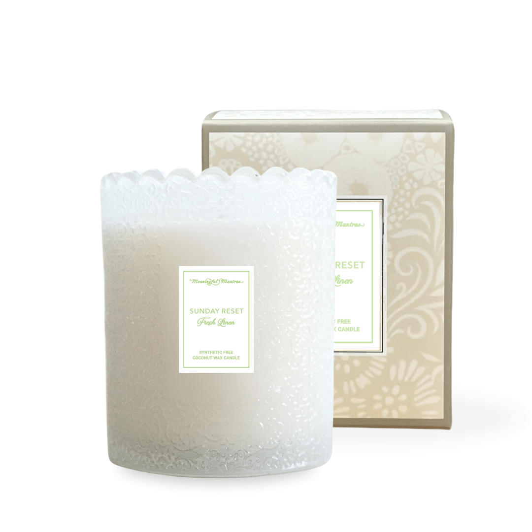 Sunday Reset Fresh Linen Natural Candle 8oz Kaia Collection - Vegan America