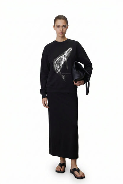 Whale Women Organic Black Sweatshirt