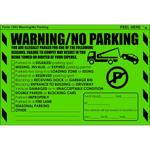 "Warning / No Parking" Green Very Hard to Remove Parking Stickers - Vegan America