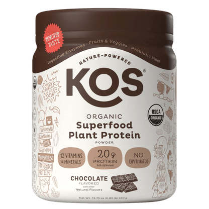 KOS Organic Plant Protein, Chocolate, 10 Servings - Vegan America