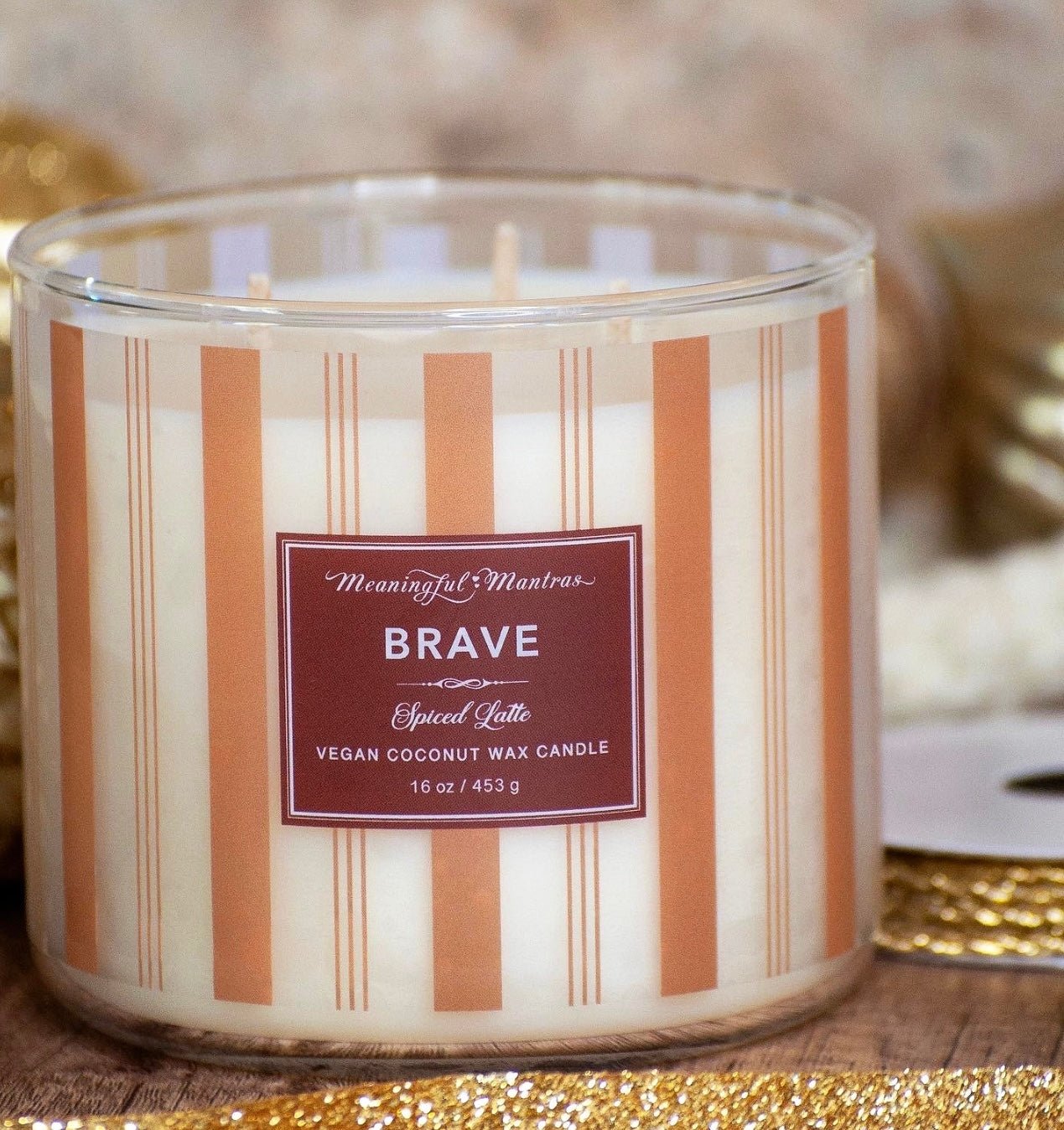 Festive 3 - Wick Spiced Latte 16oz Candle - Vegan America