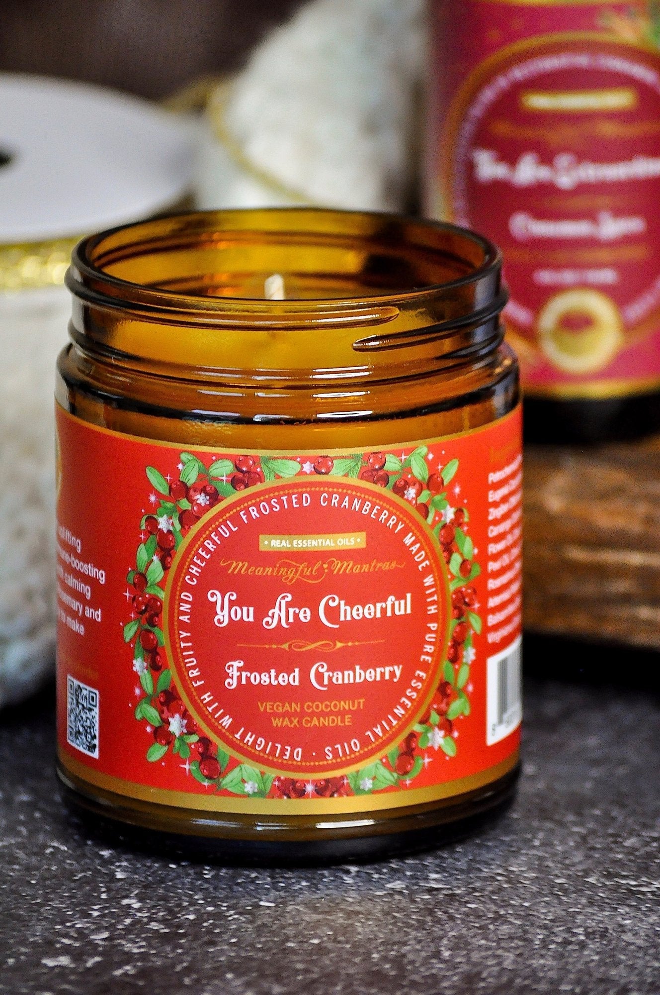 You Are Cheerful Frosted Cranberry Candle - Vegan America