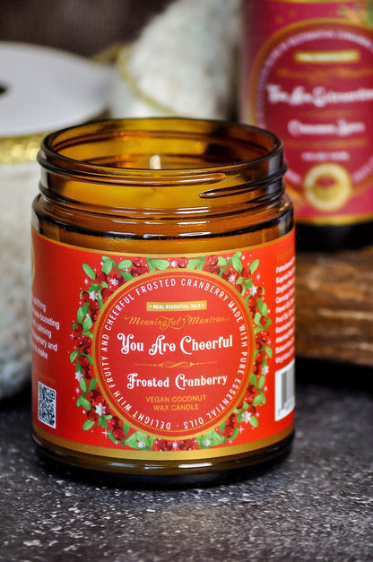 You Are Cheerful Frosted Cranberry Candle - Vegan America