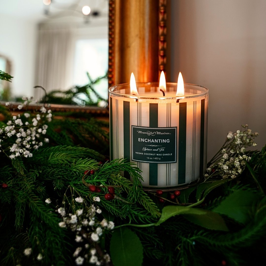 Festive 3 - Wick Spruce & Fir 16oz Candle - Vegan America