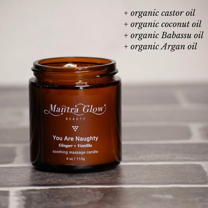 Mantra Glow Beauty Ginger & Vanilla Massage Candle - Vegan America
