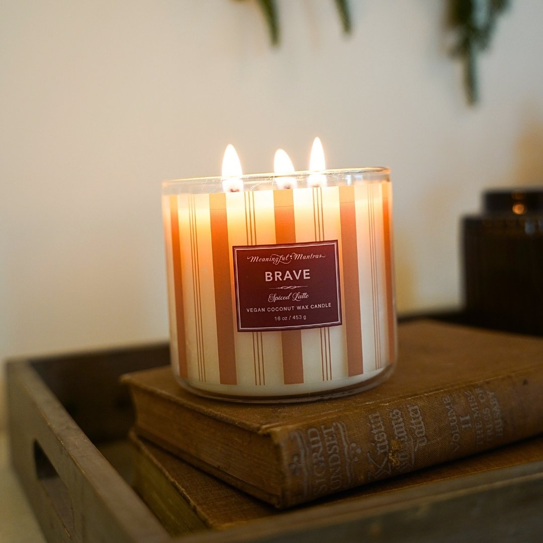 Festive 3 - Wick Spiced Latte 16oz Candle - Vegan America