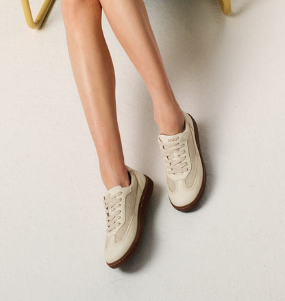 NOMAD SUN – beżowe sneakersy ze skóry jabłkowej i lnu - Vegan America