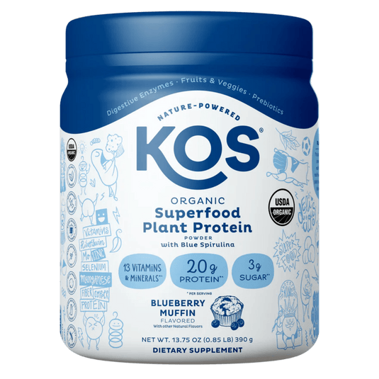 KOS Organic Plant Protein, Blueberry Muffin, 10 servings - Vegan America